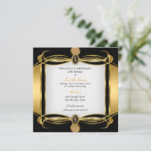 Invitation Golden Art Deco Black White Pearl fête d'anniversa (Debout devant)