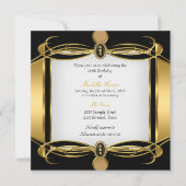 Invitation Golden Art Deco Black White Pearl fête d'anniversa (Devant)