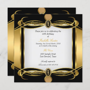 Invitation Golden Art Deco Black White Pearl fête d'anniversa