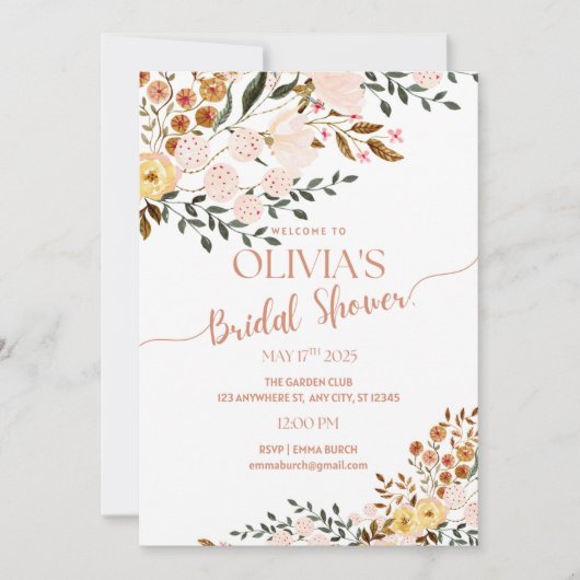 Invitation Golden Automne Botaniques Bridal Showboat Invitati (Devant)