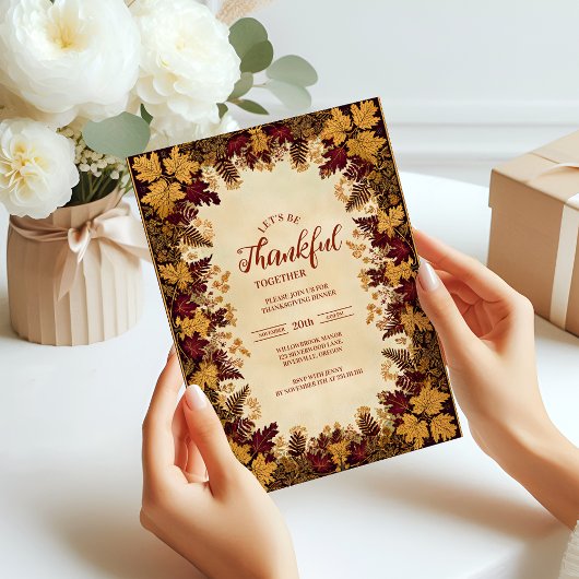 Invitation Golden Automne Thanksgiving Celebration
