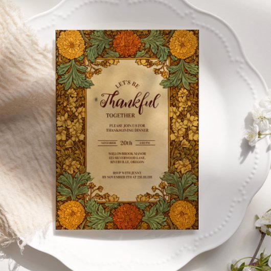 Invitation Golden Automne Thanksgiving Celebration