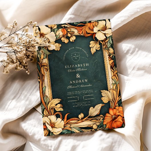Invitation Golden Autumn Art Nouveau Mariage