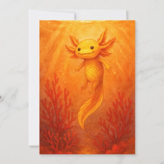 Invitation Golden Axolotl in Coral Reef Birthday (Dos)