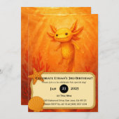 Invitation Golden Axolotl in Coral Reef Birthday  (Devant / Derrière)