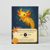 Invitation Golden Axolotl Over Lotus Pond Birthday  (Debout devant)