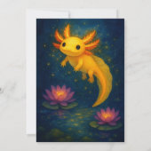 Invitation Golden Axolotl Over Lotus Pond Birthday  (Dos)