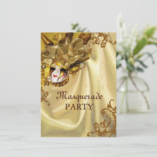 Invitation Golden Baroque Masquerade (Debout devant)