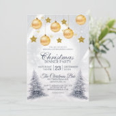 Invitation Golden Baubles Noël Fête de Noël (Debout devant)