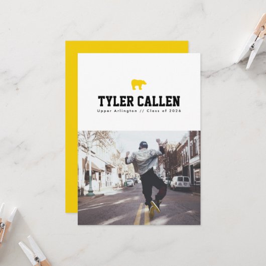 Invitation Golden Bear Varsity Text-only Backer (Devant/Arrière en situation)