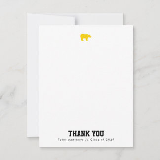 Invitation Golden Bear Varsity Thank You with Yellow Backer