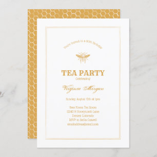 Invitation Golden Bee and Honeypeb Tea Party