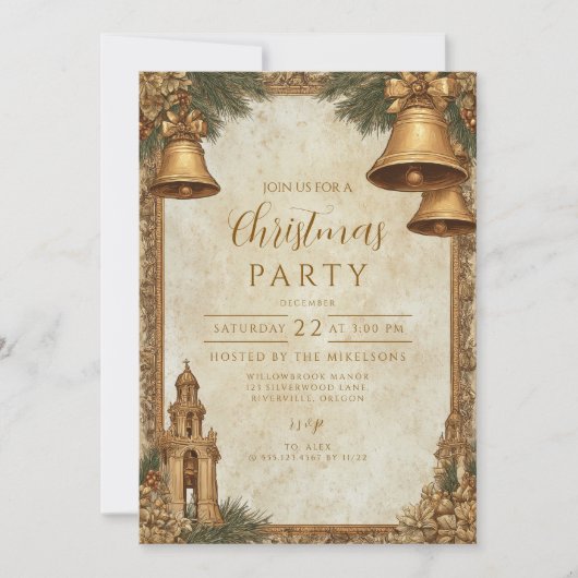 Invitation Golden Bells Noël (Devant)