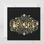 Invitation Golden Bliss: Elegant Floral Happy (Devant)