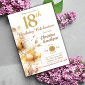 Invitation Golden Bloom - floral élégant moderne 18e annivers