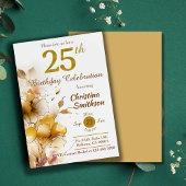 Invitation Golden Bloom - floral élégant moderne 25e annivers
