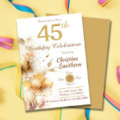 Invitation Golden Bloom - floral élégant moderne 45e annivers