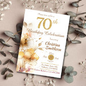 Invitation Golden Bloom - floral élégant moderne 70e annivers