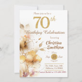 Invitation Golden Bloom - floral élégant moderne 70e annivers (Devant)