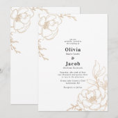Invitation Golden Blossoms Floral Mariage Design (Devant / Derrière)