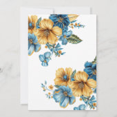 Invitation Golden Blue floral 25e anniversaire mariage (Dos)