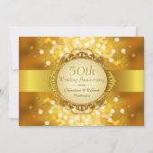Invitation Golden Bokeh 50e anniversaire (Devant)