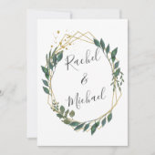 Invitation Golden borders eucalypt wedding collection (Devant)