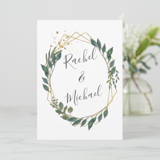 Invitation Golden borders eucalypt wedding collection (Debout devant)