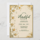 Invitation Golden Botanical Thanksgiving Celebration (Devant)