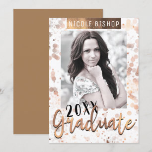 Invitation Golden Bronze Graduation Party Graduate Photo