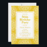Invitation Golden Brown & blanc Mandala Flower 50th Birthday<br><div class="desc">Invitations d'anniversaire motif de fleur de mandala brun doré et blanc.</div>