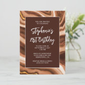 Invitation Golden Brown Faux Agate Bold 21e anniversaire (Debout devant)