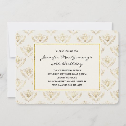 Invitation Golden Bumble Bee Motif Anniversaire (Devant)