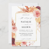 Invitation Golden Burgundy & Blush Pink FlorMariage (Devant)