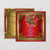 Invitation Golden Cat Elite Élégante fête d'anniversaire Roug (Devant / Derrière)