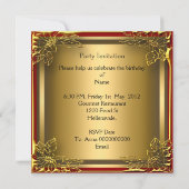 Invitation Golden Cat Elite Élégante fête d'anniversaire Roug (Dos)