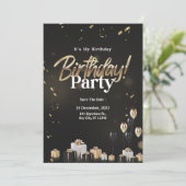 Invitation Golden Celebration Black and Gold Anniversaire (Debout devant)