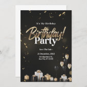 Invitation Golden Celebration Black and Gold Anniversaire (Devant / Derrière)