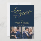 Invitation Golden Charm Navy Blue Romantic Wedding (Devant)