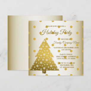 Invitation Golden Christmas Tree fêtes À petits pois