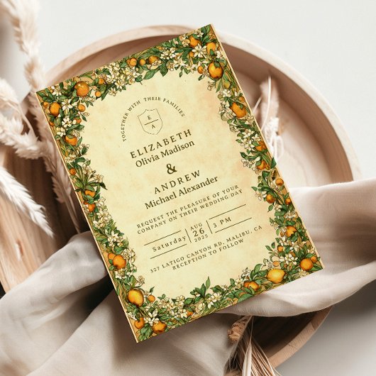 Invitation Golden Citrus Garden Wedding