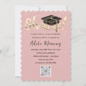 Invitation Golden Confetti Graduate Party QR Code Blush (Devant)