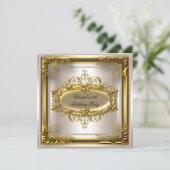 Invitation Golden Cream Elite Élégante fête d'anniversaire (Debout devant)