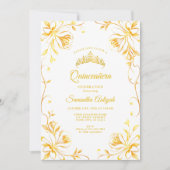 Invitation Golden Crown Luxe Or Floral Quinceañera (Devant)