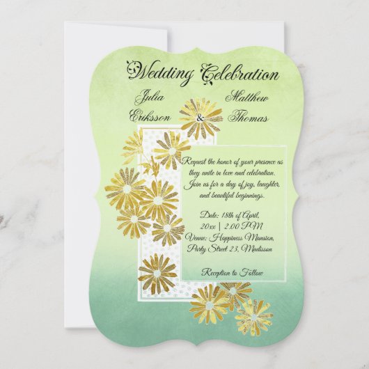Invitation Golden Daisy Dream Elégance Romance Vintage Chic (Devant)