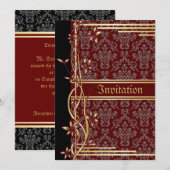 Invitation Golden Damask Luxury personnalisé mariage invitati (Devant / Derrière)