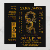 Invitation Golden Dragon Cornhole Tournoi de collecte de fond (Devant / Derrière)