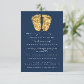 Invitation Golden Drives Royal Blue Baby shower Pied Blue Nav (Debout devant)
