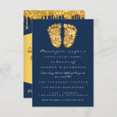 Invitation Golden Drives Royal Blue Baby shower Pied Blue Nav (Devant / Derrière)