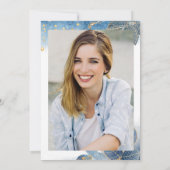 Invitation Golden Dusty Blue PHOTO Graduation Party (Dos)